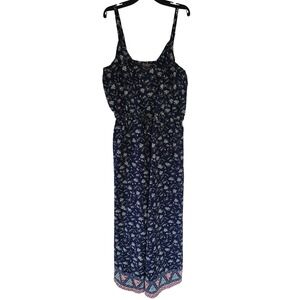 J‎ Gee Women's Navy Blue Floral Print Wide Leg Jumpsuit Petite Small #9